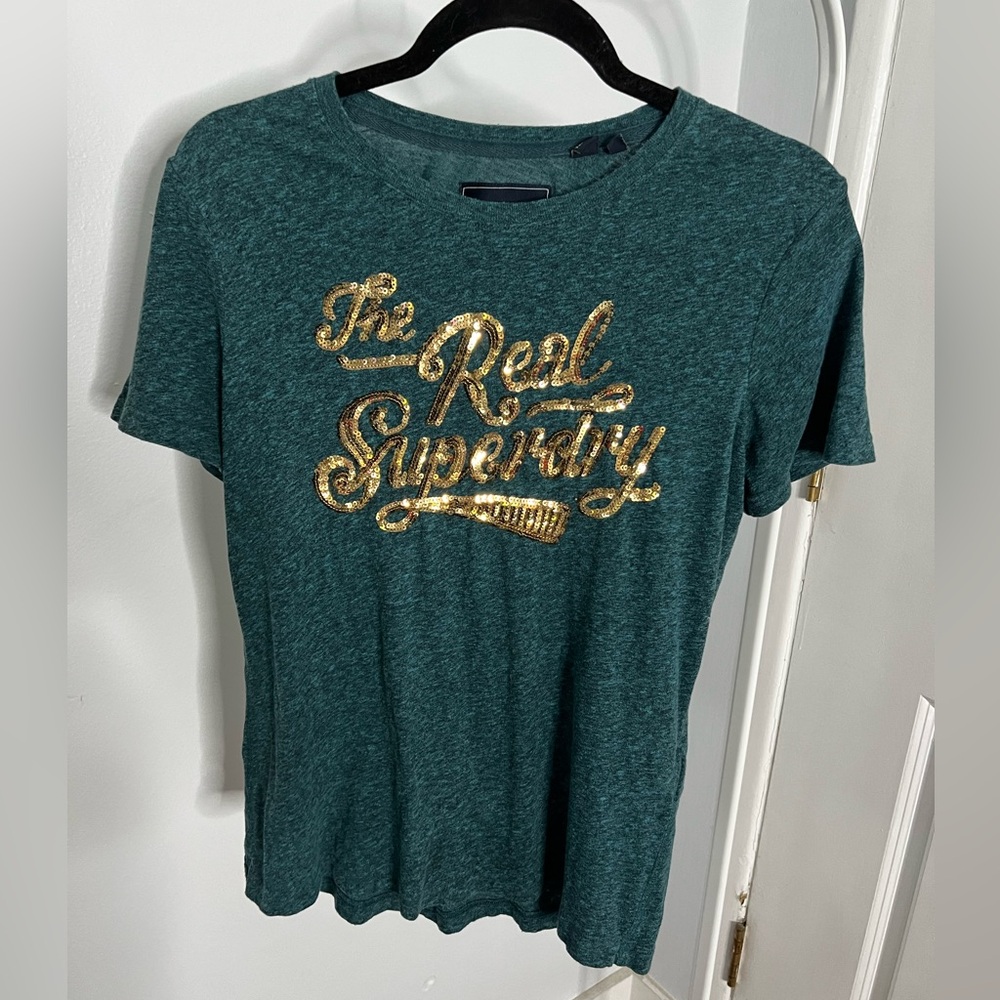 The Real Glitter SUPERDRY sequined tshirt: Size 8
